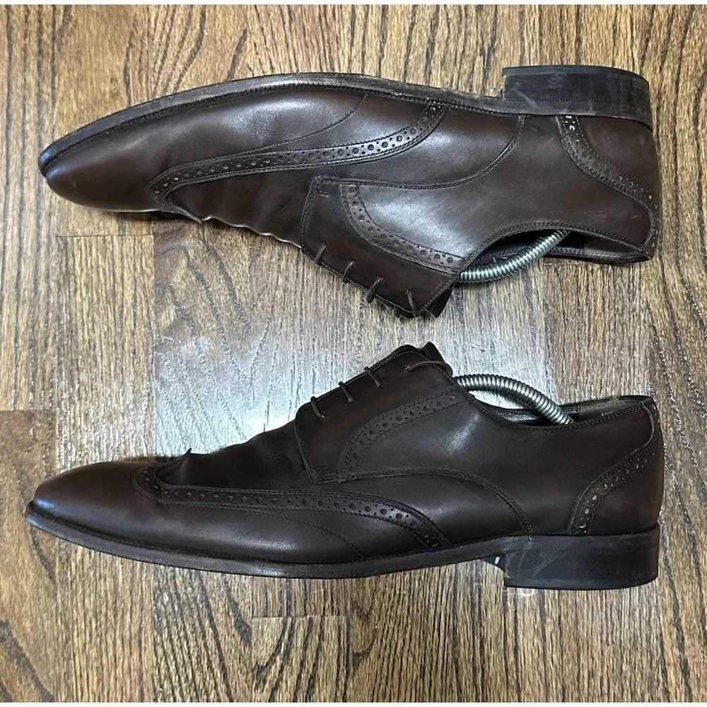 Salvatore Ferragamo Wingtip Brown Leather Dress Oxford Shoes Men's Sz 12D